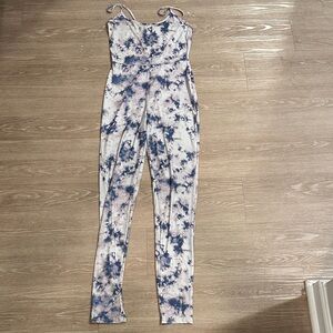 Fashion Nova Tie-Dye Jumpsuit in Blue and Pink
